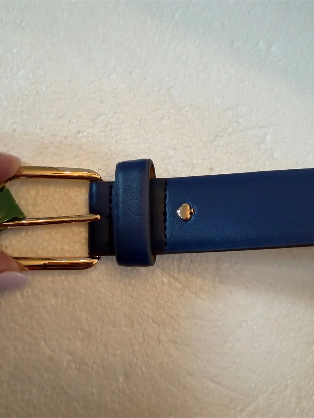 Women’s kate spade navy leather belt with gold buckle M